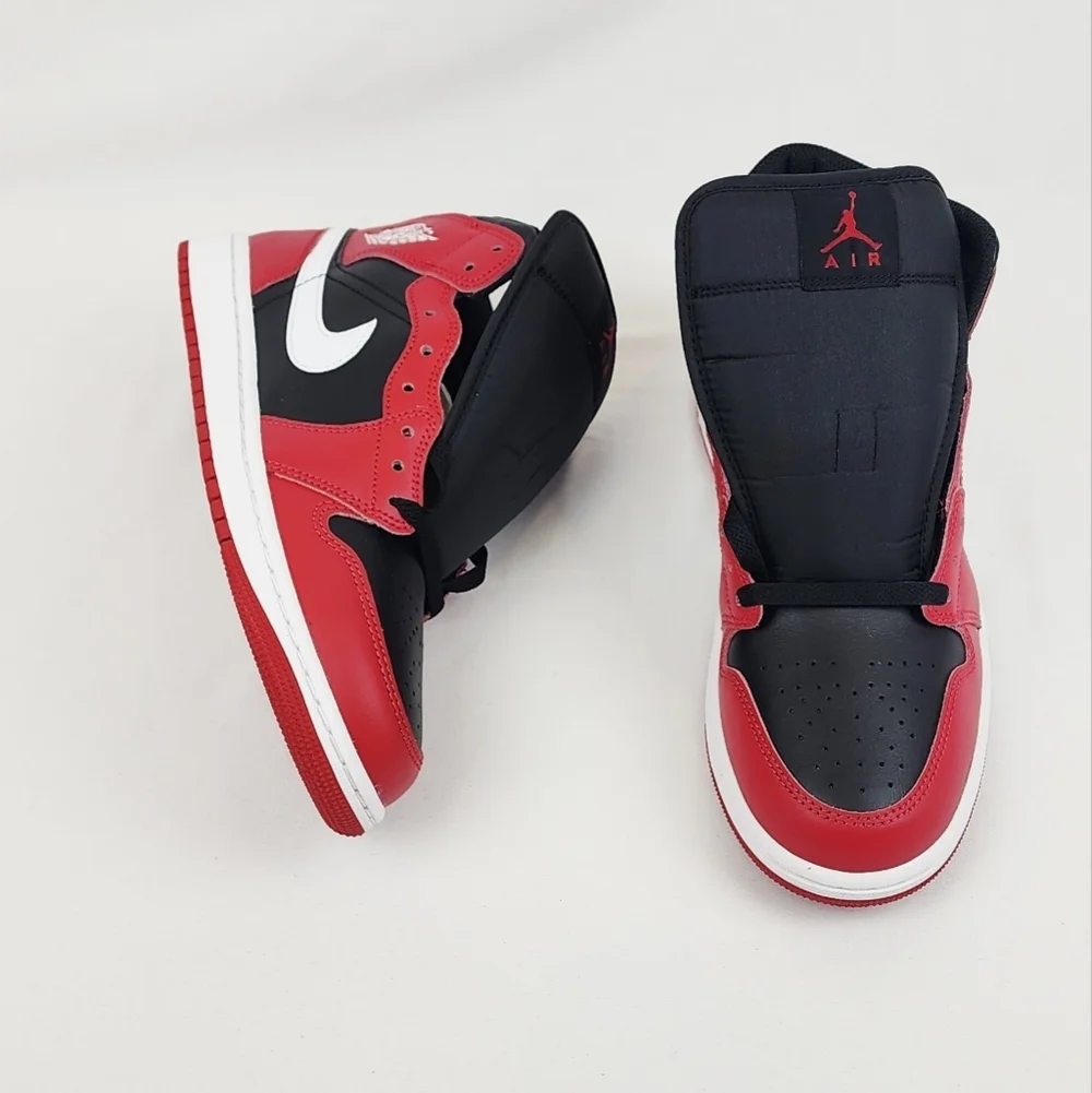 Air Jordan 1 Mid Sneakers Black/Gym Red/White